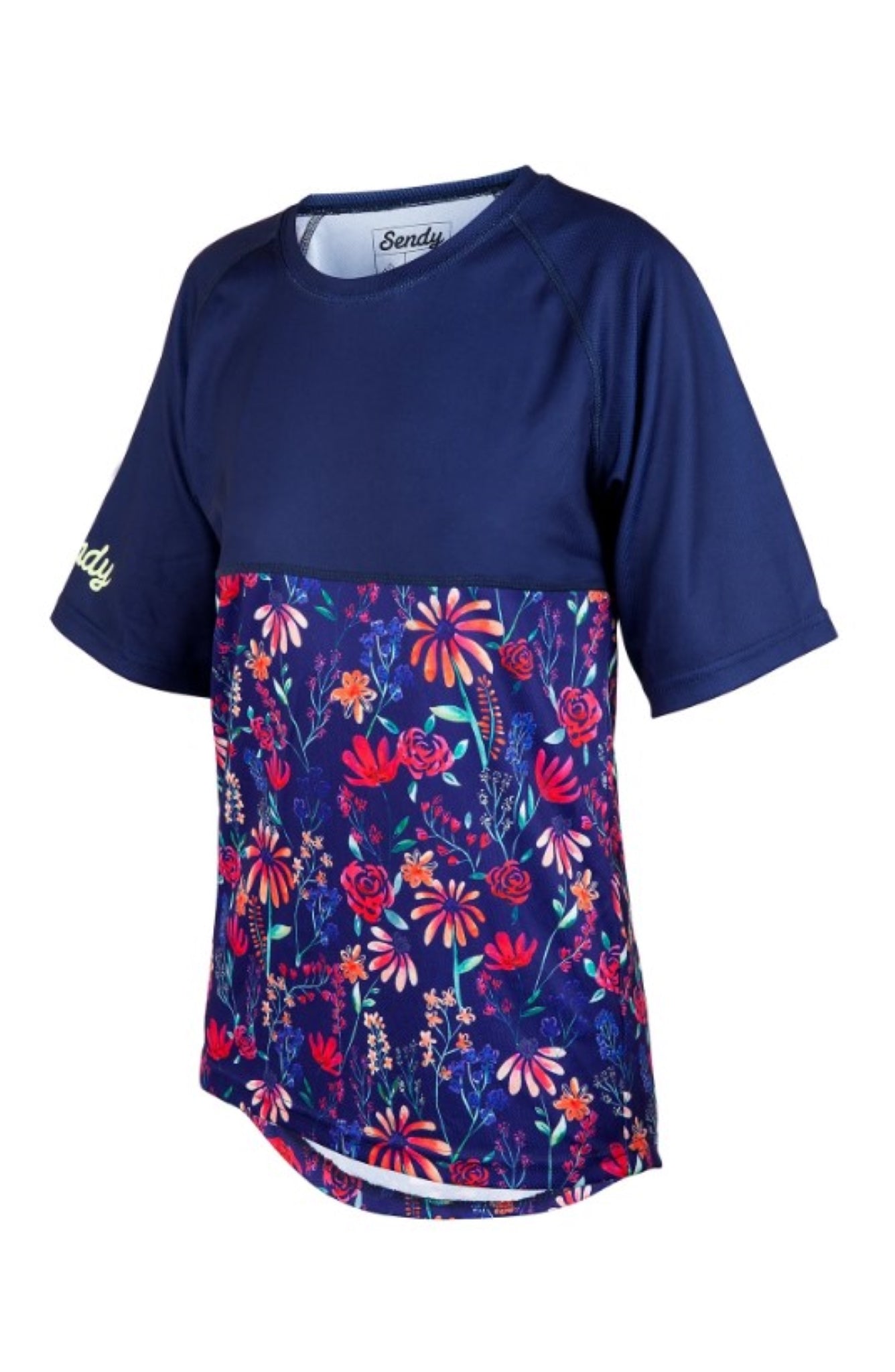 Sendy Youth Short Sleeve Mountain Bike (MTB) Jersey with Wildflower Design for Cool Riding