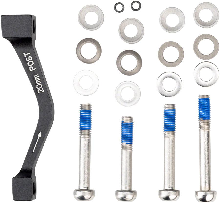 SRAM 20 P Post Bracket for Bicycles with 180mm/160mm Compatibility, Featuring Stainless Caliper Mounting Bolts for CPS and Standard Systems