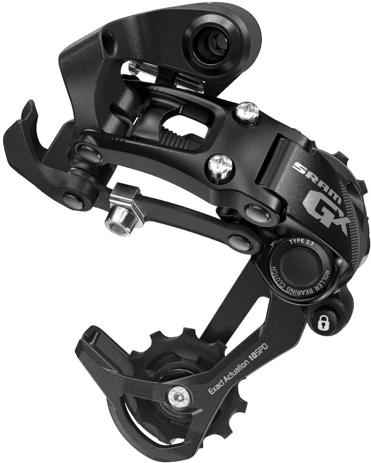 Black SRAM GX Type 2.1 Ten - Speed Long Cage Rear Derailleur for Bicycle Drivetrain